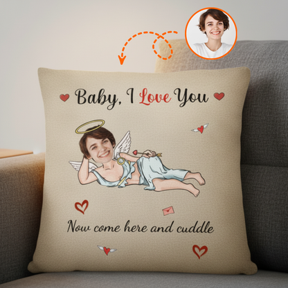 Custom Photo Now Come Here And Cuddle Pillow - Personalized Funny Valentine Gift For Couples