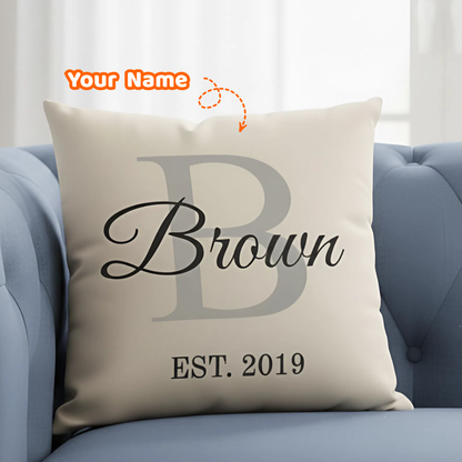 Custom Name & Initial Pillow with Meaningful Year - Personalized Home Decor Gift for Family