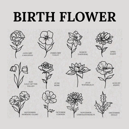Birth Flowers Bouquet Charm Necklace with Hidden Picture