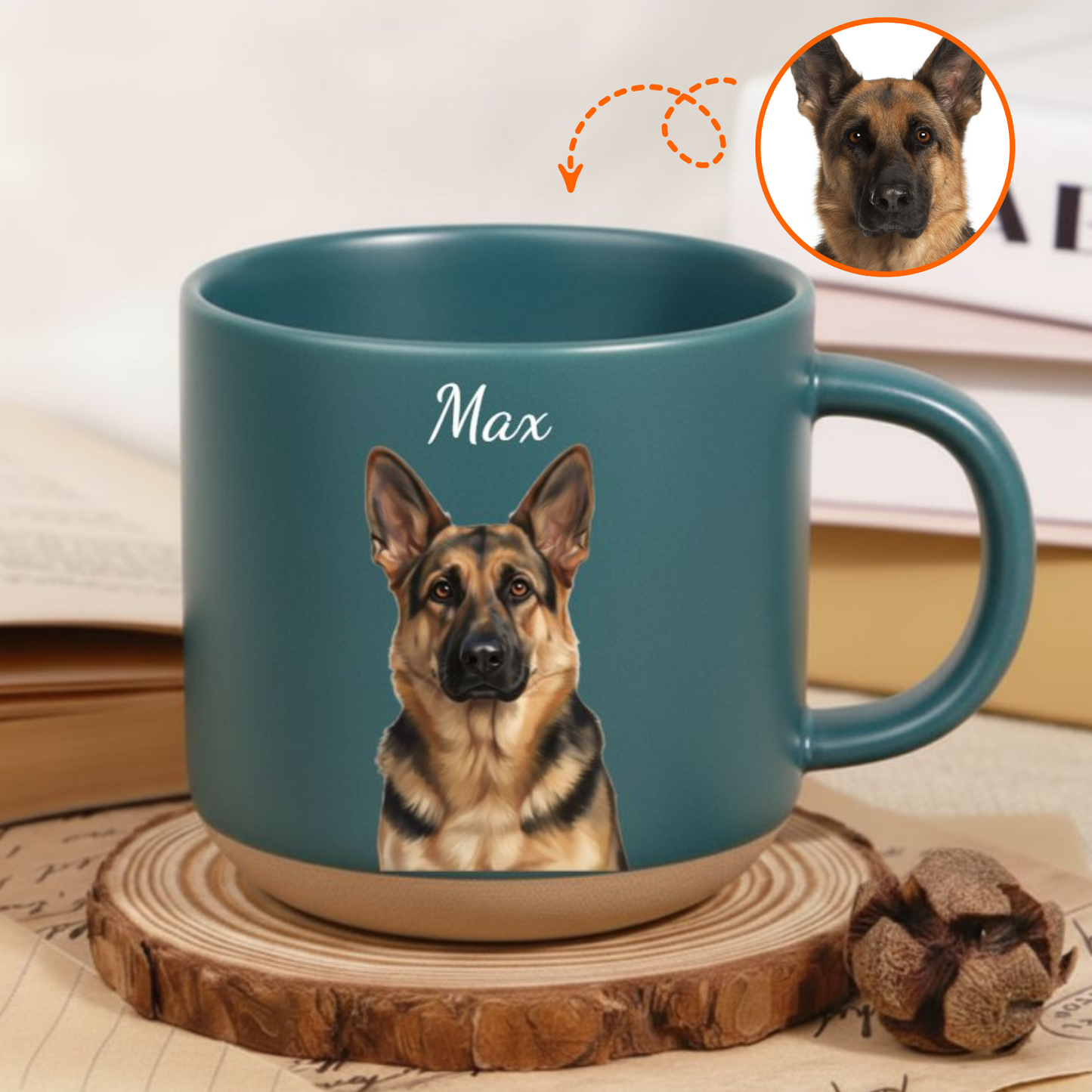 Personalized Digital Painting Pet Pottery Mug – Adorable Coffee Cup Gift for Dog Lovers, Cat Lovers