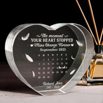 Calendar The Moment Your Heart Stopped Memorial - Personalized Crystal Heart