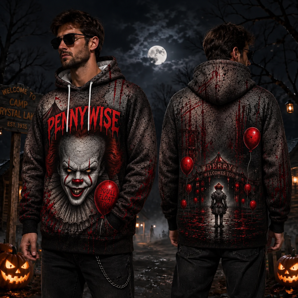 IT/ Pennywise 3D Graphic Print Hoodie Pullover Hooded Sweater