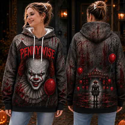 IT/ Pennywise 3D Graphic Print Hoodie Pullover Hooded Sweater