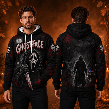 Ghostface Horror Movie 3D Graphic Print Hoodie Pullover Hooded Sweater