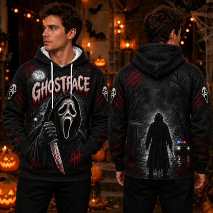 Ghostface Horror Movie 3D Graphic Print Hoodie Pullover Hooded Sweater