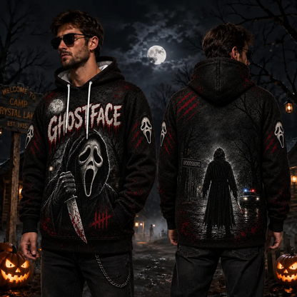 Ghostface Horror Movie 3D Graphic Print Hoodie Pullover Hooded Sweater