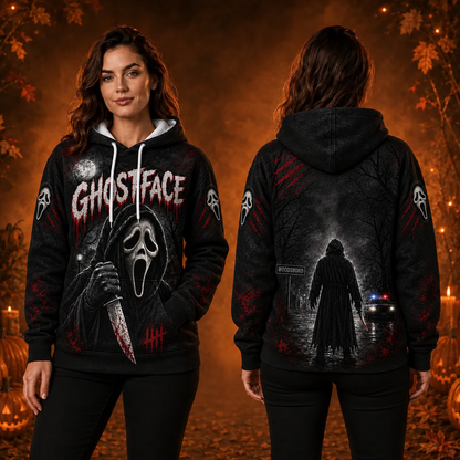 Ghostface Horror Movie 3D Graphic Print Hoodie Pullover Hooded Sweater