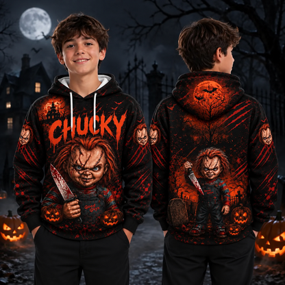 Chucky Child's Play 3D Graphic Print Hoodie Pullover Hooded Sweater