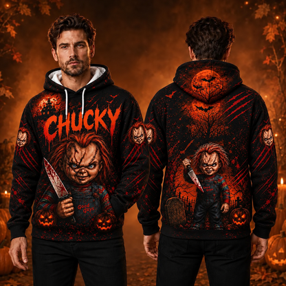Chucky Child's Play 3D Graphic Print Hoodie Pullover Hooded Sweater