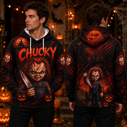 Chucky Child's Play 3D Graphic Print Hoodie Pullover Hooded Sweater