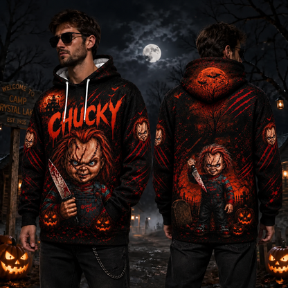 Chucky Child's Play 3D Graphic Print Hoodie Pullover Hooded Sweater