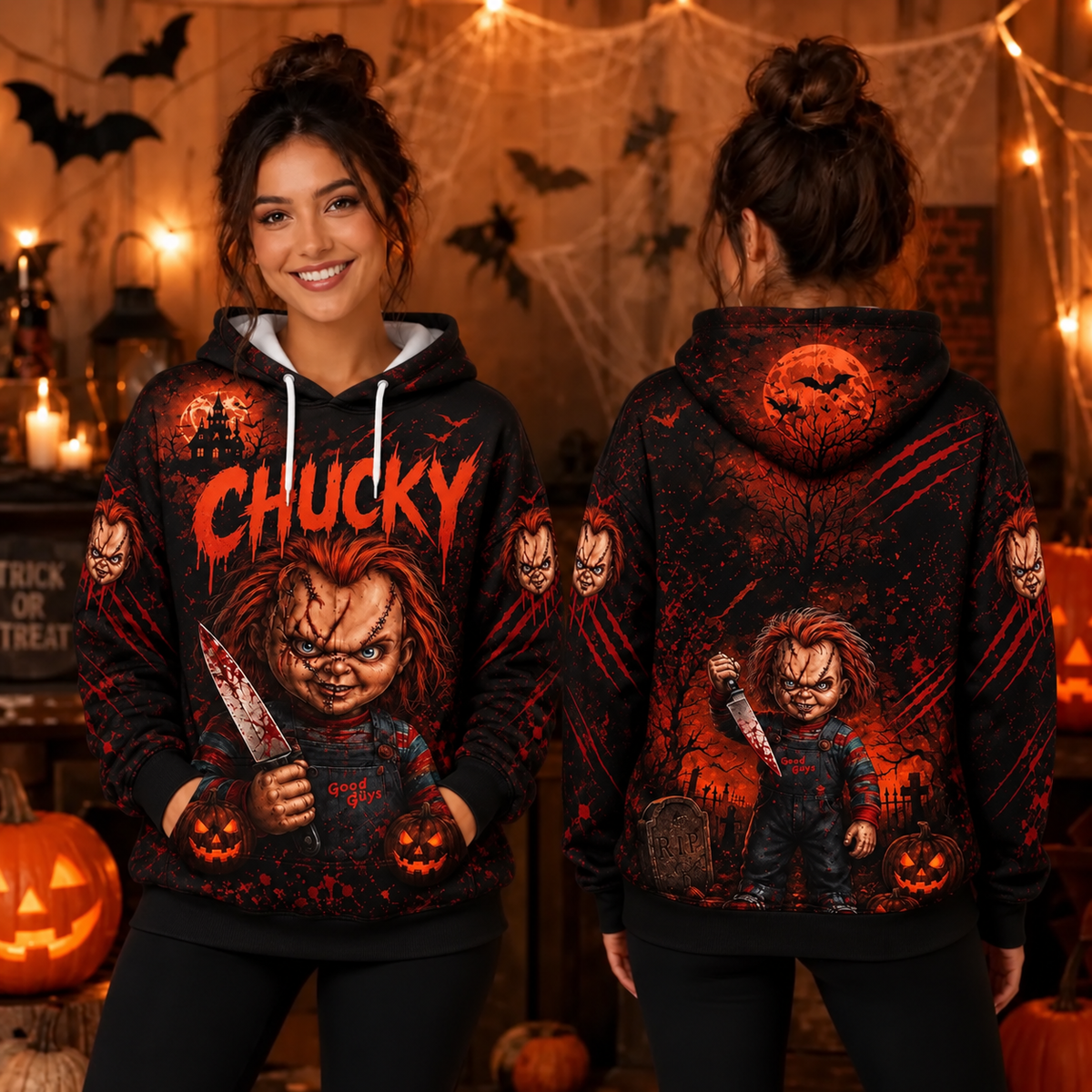 Chucky Child's Play 3D Graphic Print Hoodie Pullover Hooded Sweater