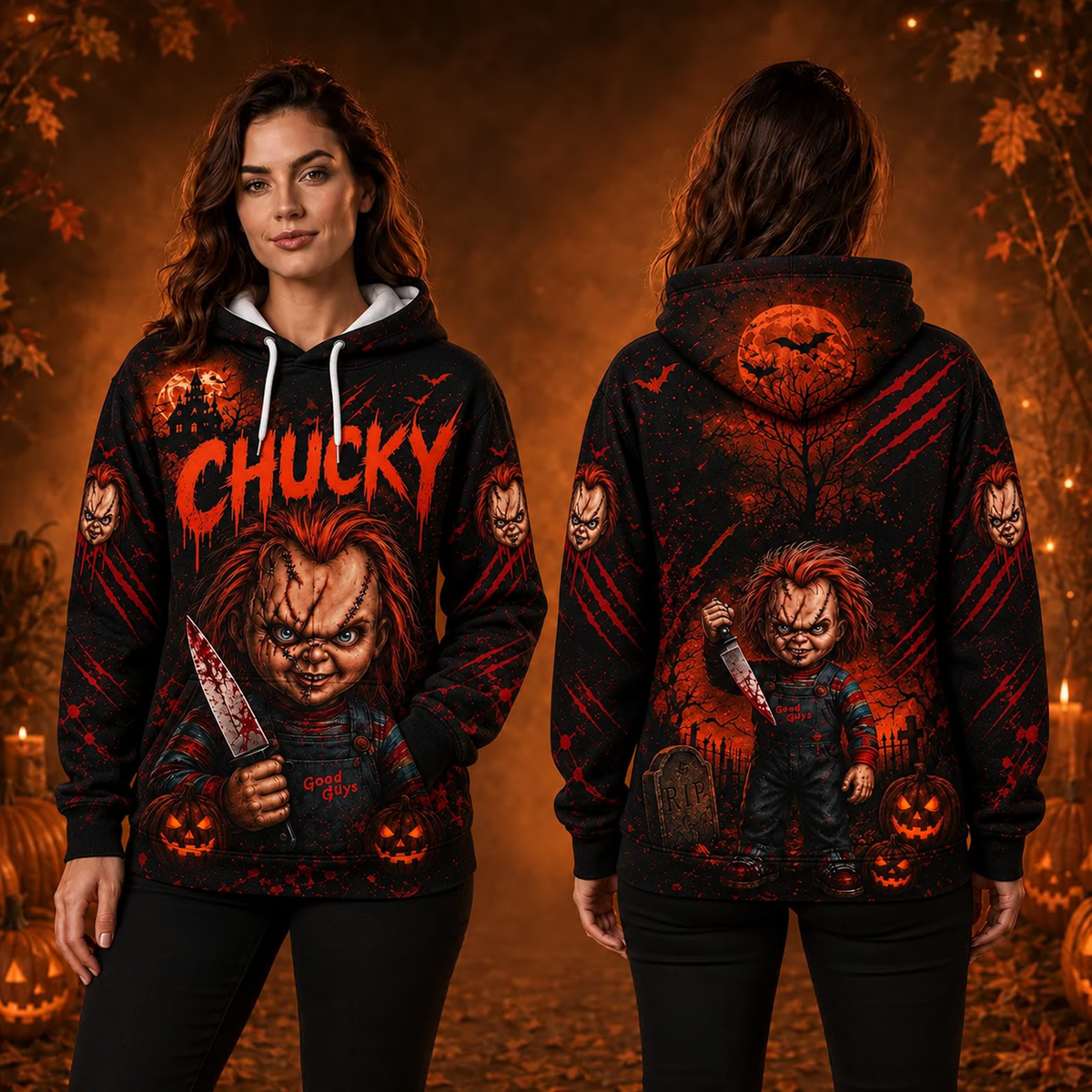 Chucky Child's Play 3D Graphic Print Hoodie Pullover Hooded Sweater