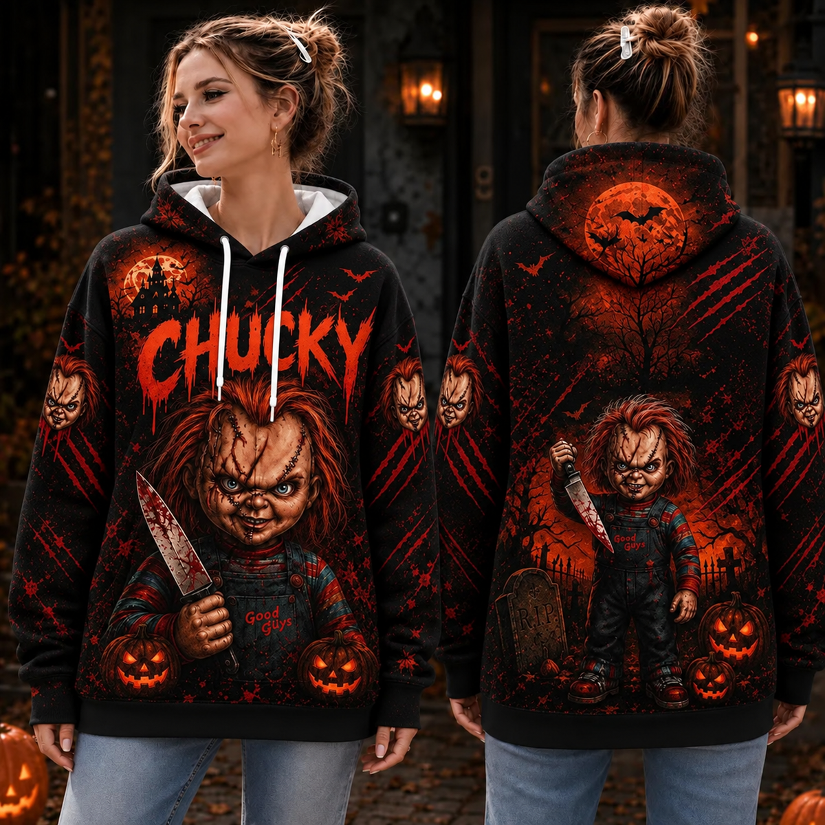 Chucky Child's Play 3D Graphic Print Hoodie Pullover Hooded Sweater