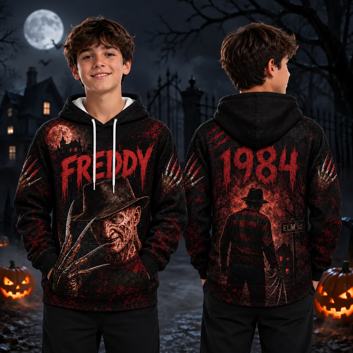 Freddy Krueger A Nightmare on Elm Street 3D Graphic Print Hoodie Pullover Hooded Sweater