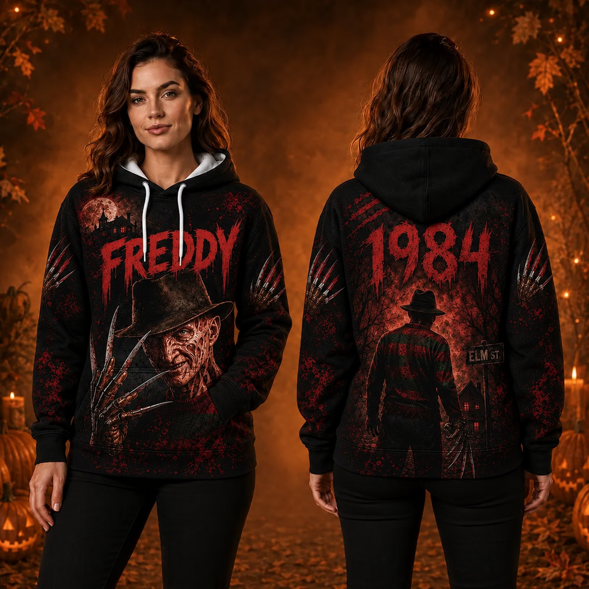 Freddy Krueger A Nightmare on Elm Street 3D Graphic Print Hoodie Pullover Hooded Sweater