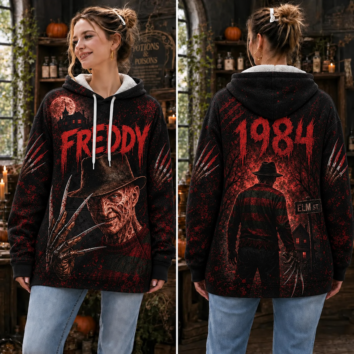 Freddy Krueger A Nightmare on Elm Street 3D Graphic Print Hoodie Pullover Hooded Sweater