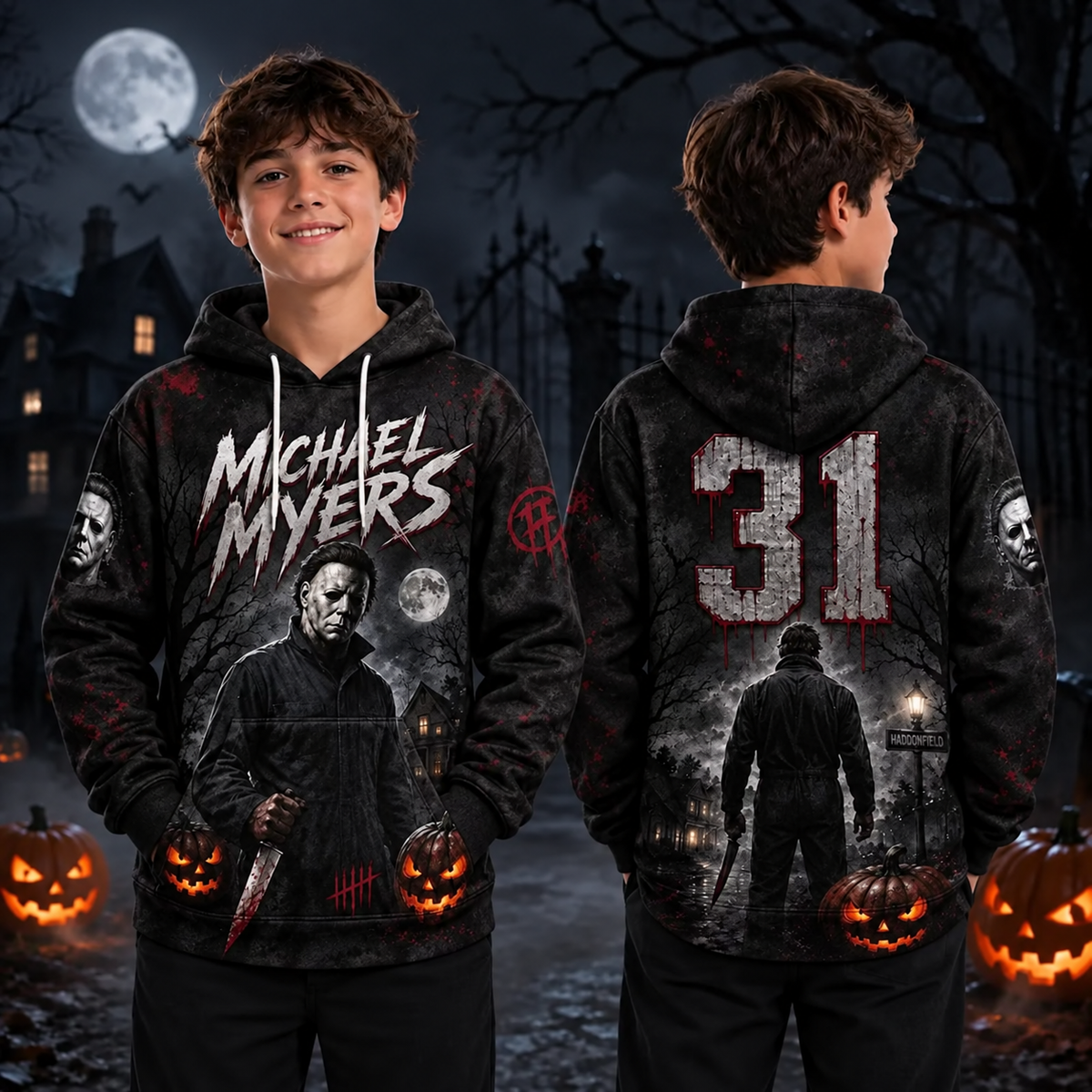 Michael Myers 3D Graphic Print Hoodie Pullover Hooded Sweater