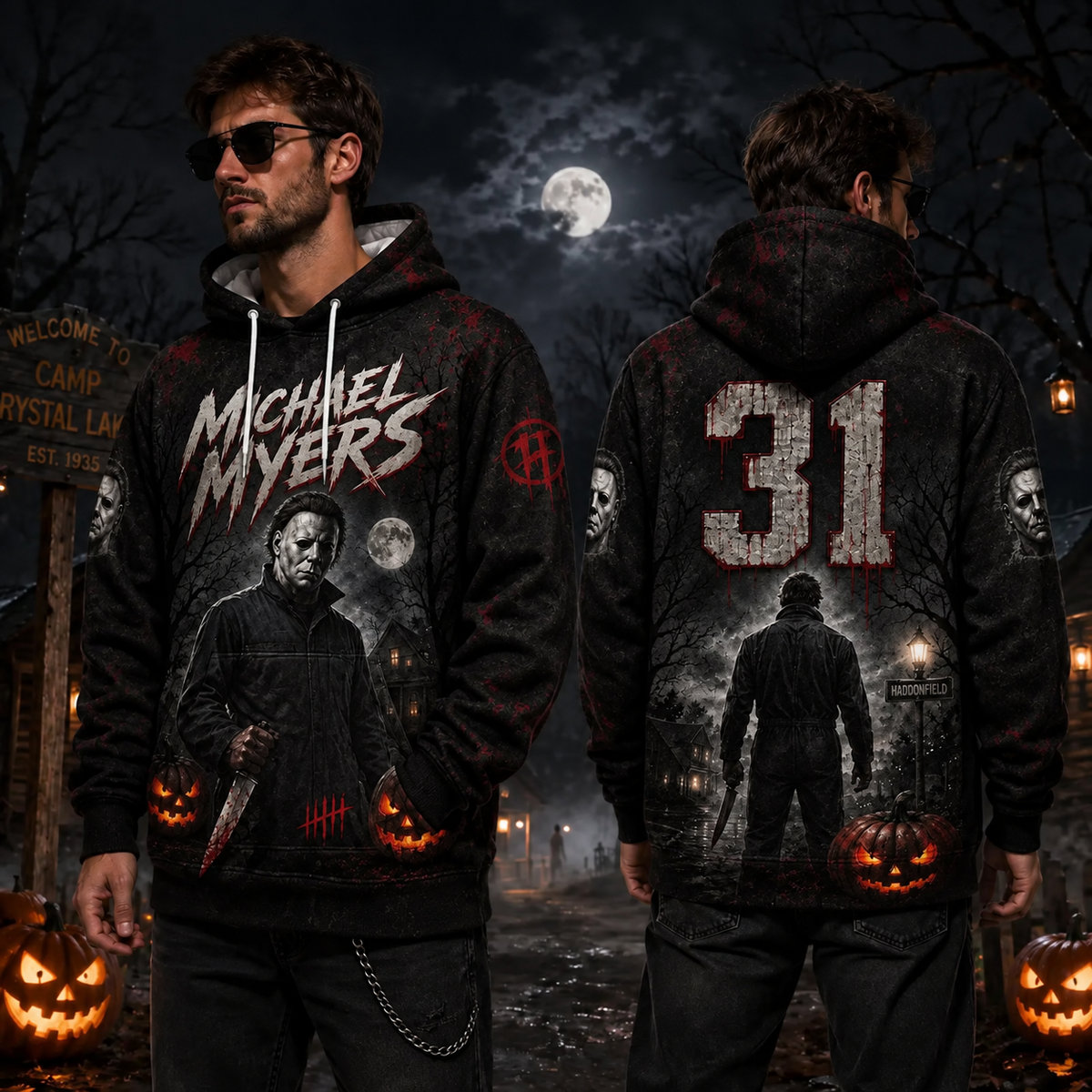 Michael Myers 3D Graphic Print Hoodie Pullover Hooded Sweater