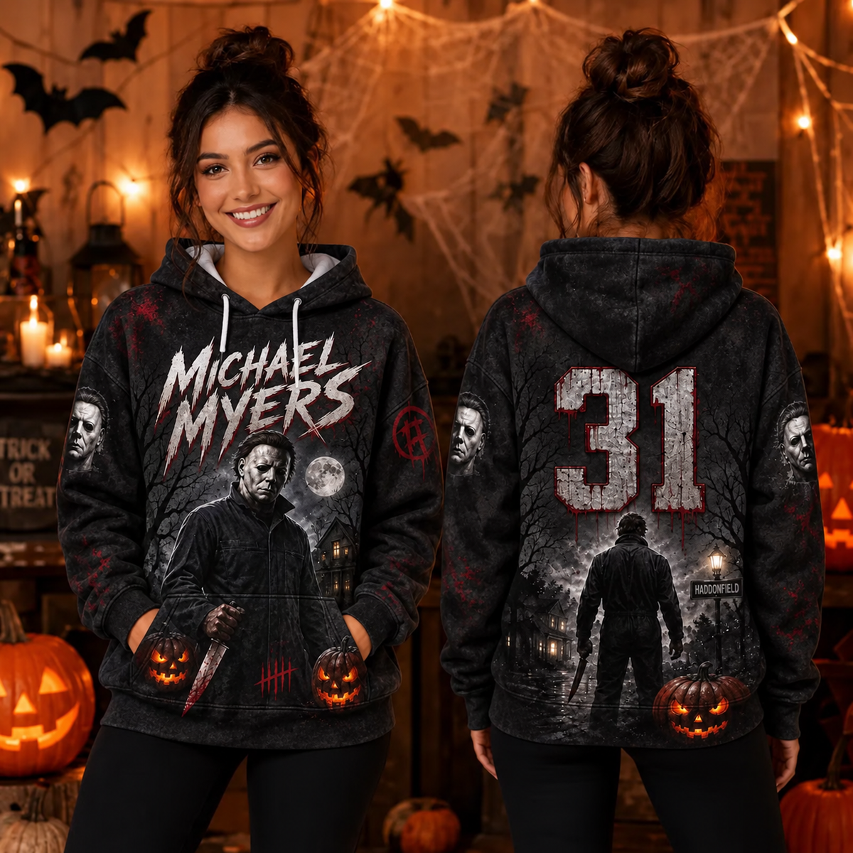 Michael Myers 3D Graphic Print Hoodie Pullover Hooded Sweater