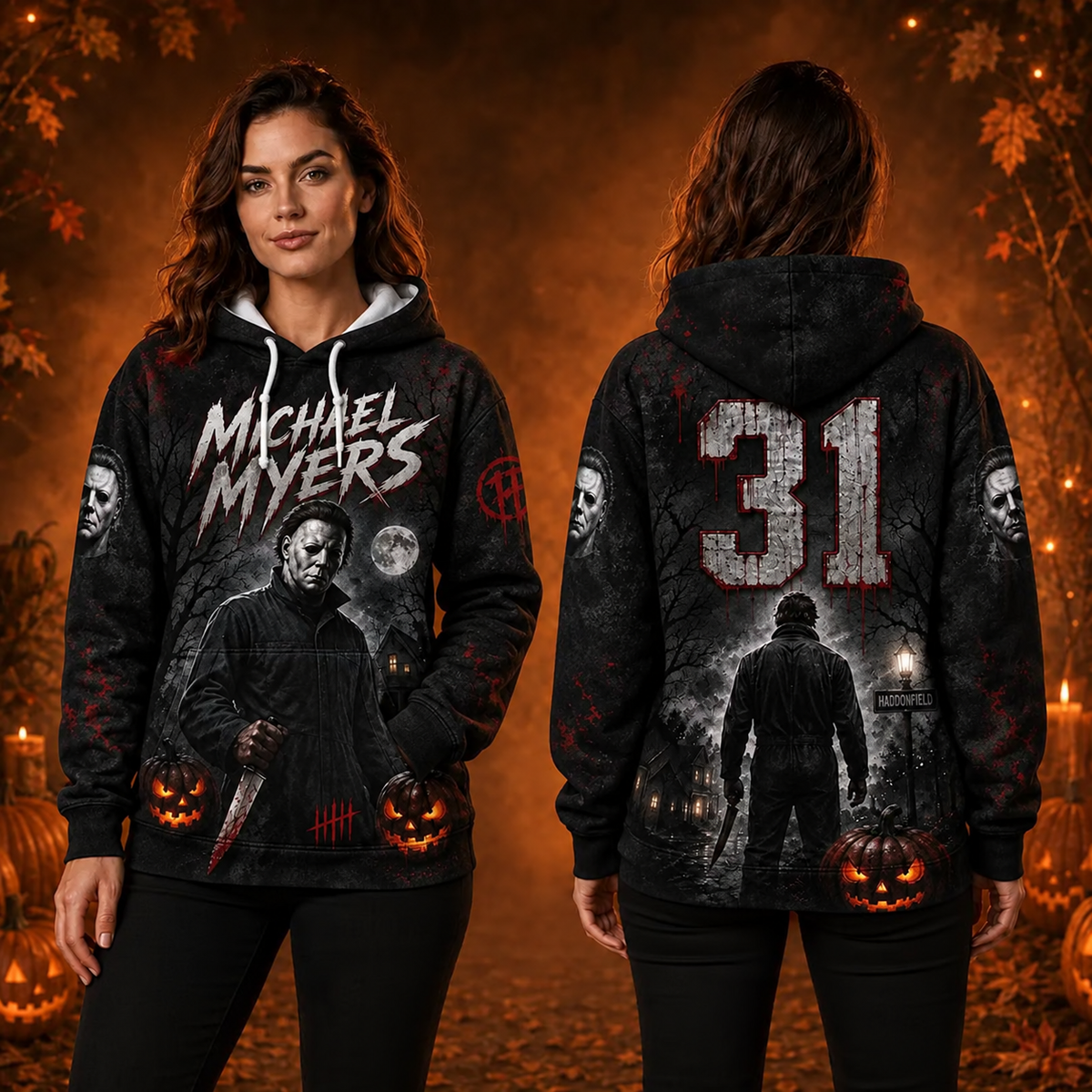 Michael Myers 3D Graphic Print Hoodie Pullover Hooded Sweater