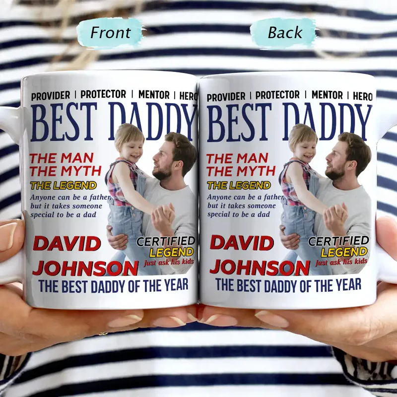 Custom Photo Best Daddy Papa Magazine - Personalized Mug
