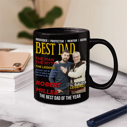 Custom Photo Best Daddy Papa Magazine - Personalized Mug