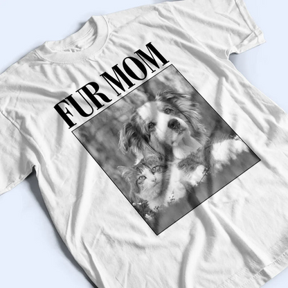 Custom Photo Dog Mom Dog Dad Grayscale Vintage - Personalized T Shirt