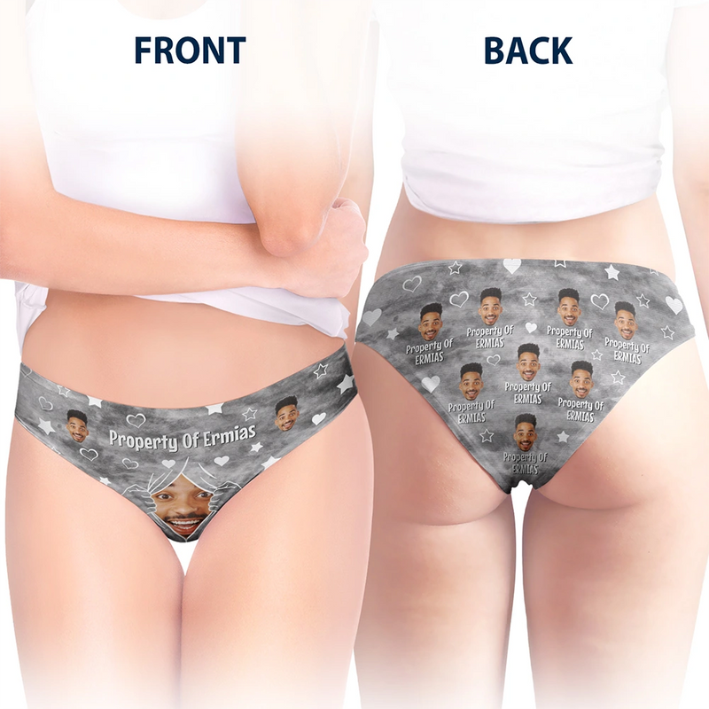 Custom Photo Funny Property Of - Personalized Women's Low-waisted Brief