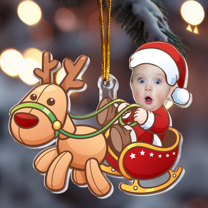 Personalized Baby Santa Acrylic Photo Ornament – Custom Christmas Ornament for Babies & Kids – Cute Holiday Gift for Newborns & Families