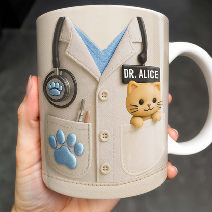 The Perfect Gift For Pet Lovers Featuring Lab Coat And Dog, Custom Coffee Mug, Gift For Veterinarians And Pet Owners