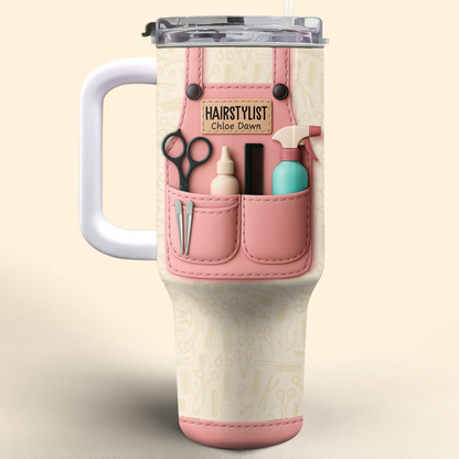 Hairstylist Tumbler With Scissors, Hair Dryer, Comb, Personalized 40oz Tumbler, Gift For Hairstylists