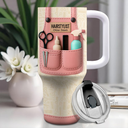 Hairstylist Tumbler With Scissors, Hair Dryer, Comb, Personalized 40oz Tumbler, Gift For Hairstylists