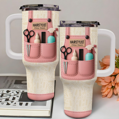 Hairstylist Tumbler With Scissors, Hair Dryer, Comb, Personalized 40oz Tumbler, Gift For Hairstylists