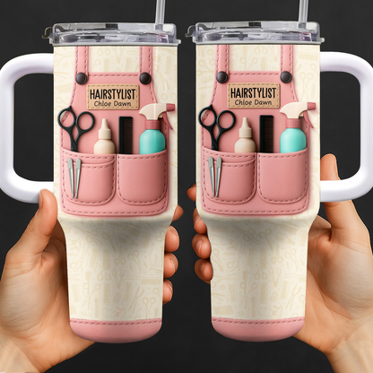 Hairstylist Tumbler With Scissors, Hair Dryer, Comb, Personalized 40oz Tumbler, Gift For Hairstylists