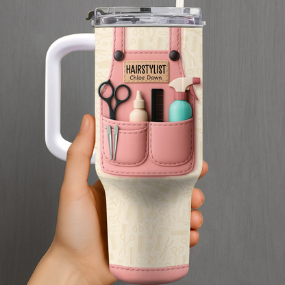 Hairstylist Tumbler With Scissors, Hair Dryer, Comb, Personalized 40oz Tumbler, Gift For Hairstylists