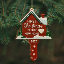 First Christmas In Our New Home, Heart and Trees Design, Custom Wood Ornament, Gift For Family and Homeowners