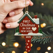 First Christmas In Our New Home, Heart and Trees Design, Custom Wood Ornament, Gift For Family and Homeowners