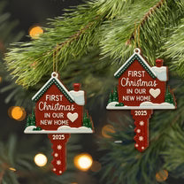 First Christmas In Our New Home, Heart and Trees Design, Custom Wood Ornament, Gift For Family and Homeowners