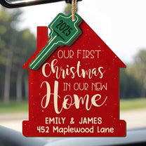 Our First Christmas New Home And Key,Personalized Double Layer Wood Ornament,Gift For Couples