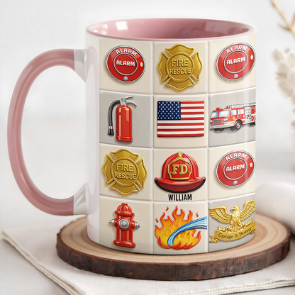 Celebrate Bravery With Firefighter Themed Mug, Custom Accent Mug, Gift For Firefighters
