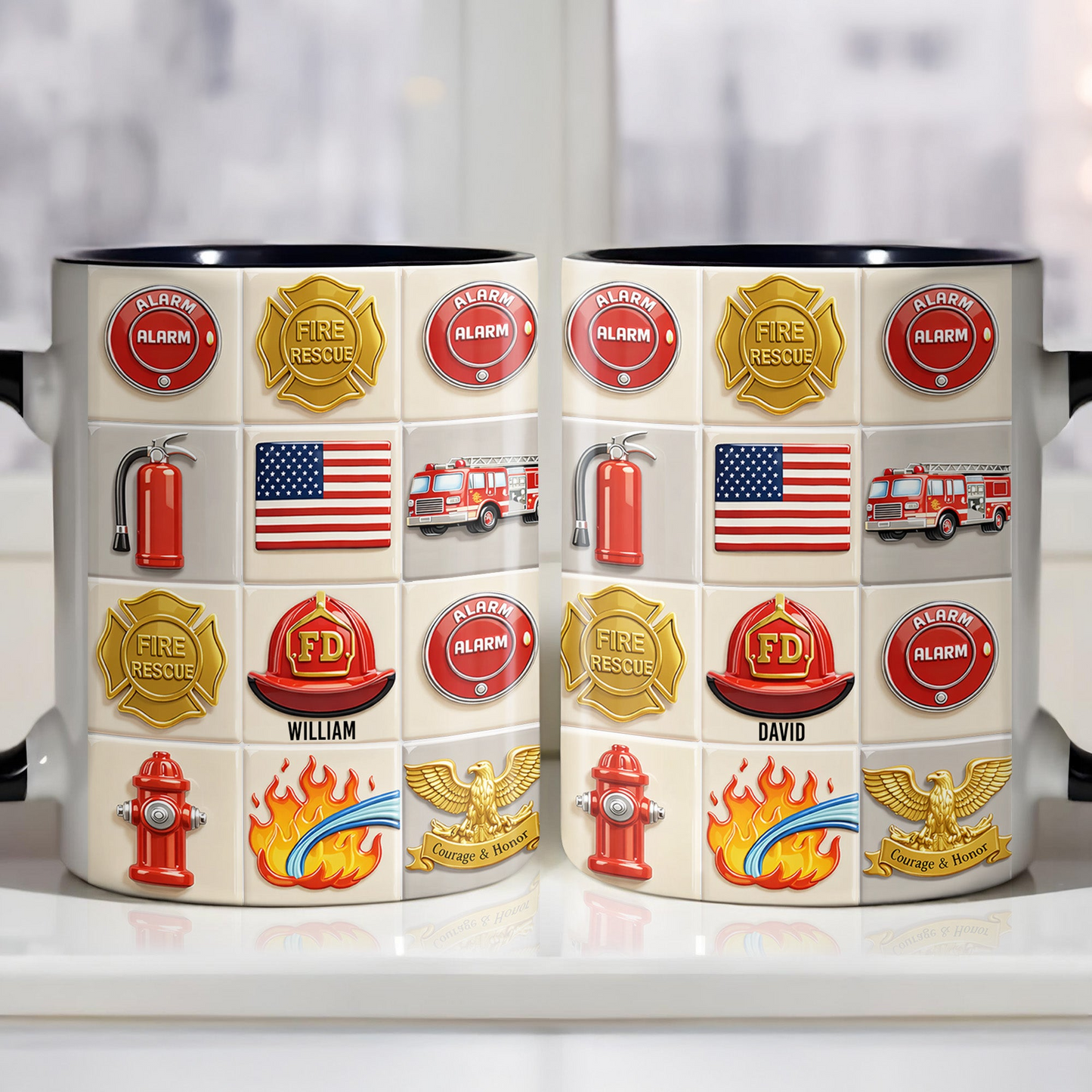 Celebrate Bravery With Firefighter Themed Mug, Custom Accent Mug, Gift For Firefighters