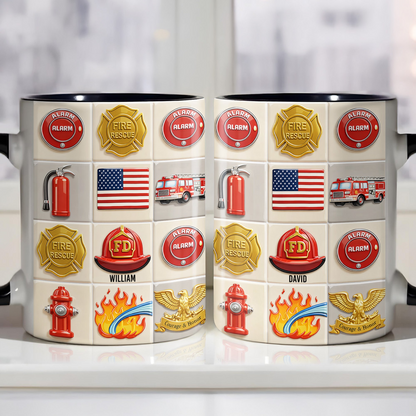 Celebrate Bravery With Firefighter Themed Mug, Custom Accent Mug, Gift For Firefighters