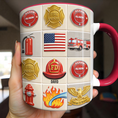 Celebrate Bravery With Firefighter Themed Mug, Custom Accent Mug, Gift For Firefighters