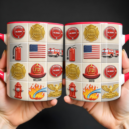 Celebrate Bravery With Firefighter Themed Mug, Custom Accent Mug, Gift For Firefighters