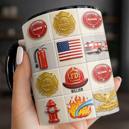 Celebrate Bravery With Firefighter Themed Mug, Custom Accent Mug, Gift For Firefighters