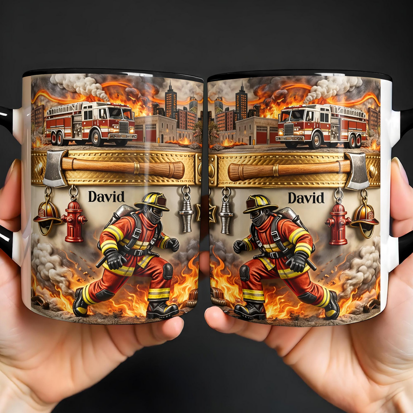 Honor Your Courage And Dedication My Hero, Custom Accent Mug, Gift For Firefighters