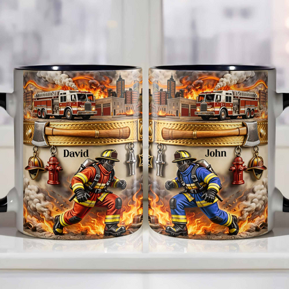 Honor Your Courage And Dedication My Hero, Custom Accent Mug, Gift For Firefighters