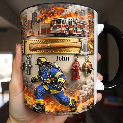 Honor Your Courage And Dedication My Hero, Custom Accent Mug, Gift For Firefighters