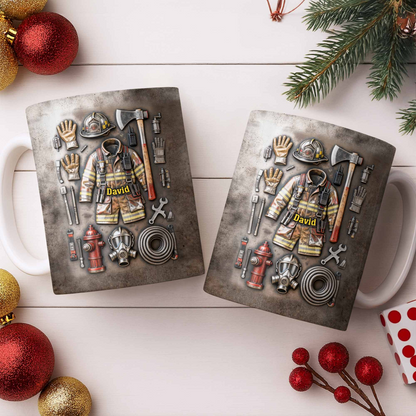 Customize This Mug With Your Firefighter's Name, Coffee Mug, Gift For Firefighters and Family